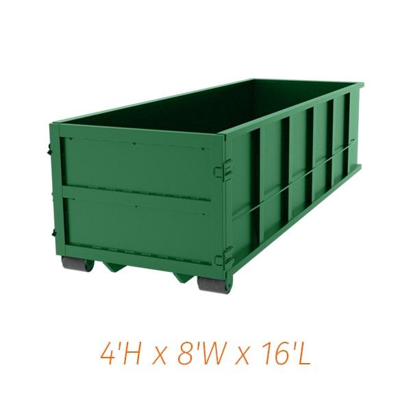 15-yard dumpsters are commonly used for construction waste disposal